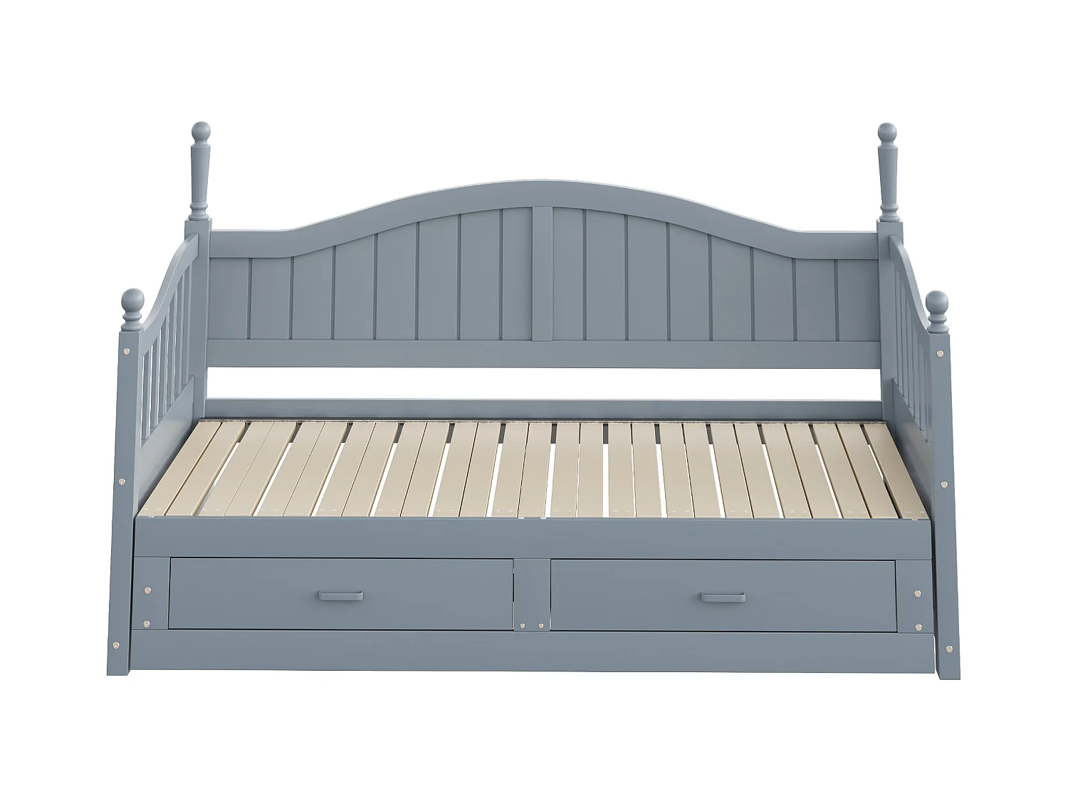 Lit enfant 90/180x190 cm, lit gigogne avec 2 tiroirs, pin, lit multifonctionnel, gris