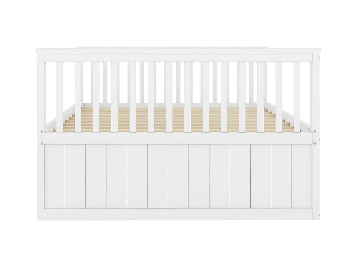 Lit enfant 140x200cm avec lit gigogne 90x190cm, avec 3 tiroirs de rangement, en bois, blanc, sans matelas