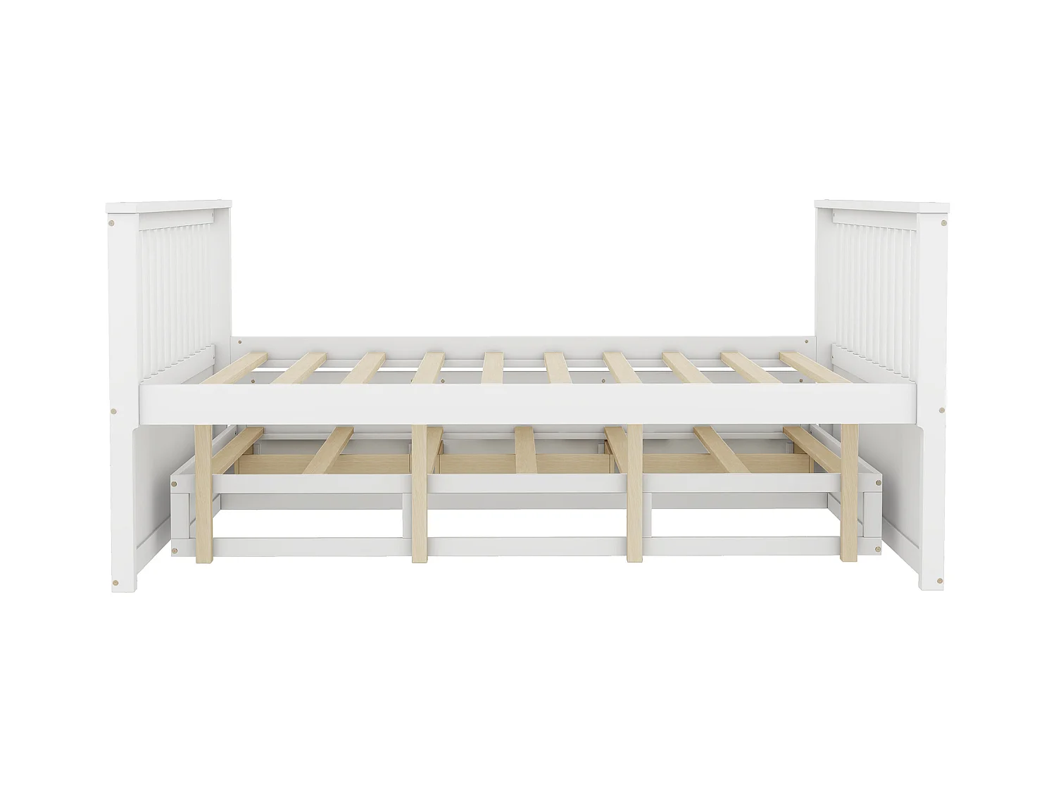 Lit enfant 140x200cm avec lit gigogne 90x190cm, avec 3 tiroirs de rangement, en bois, blanc, sans matelas