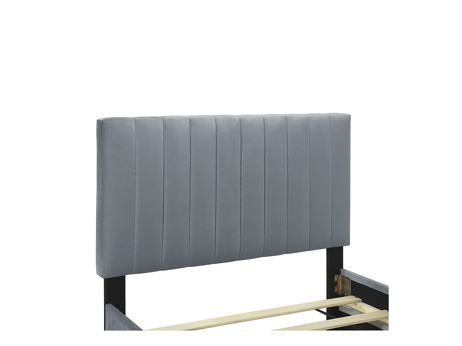 Lit adulte simple 90x190 cm gris en velours, lit enfant avec lit gigogne, sans matelas