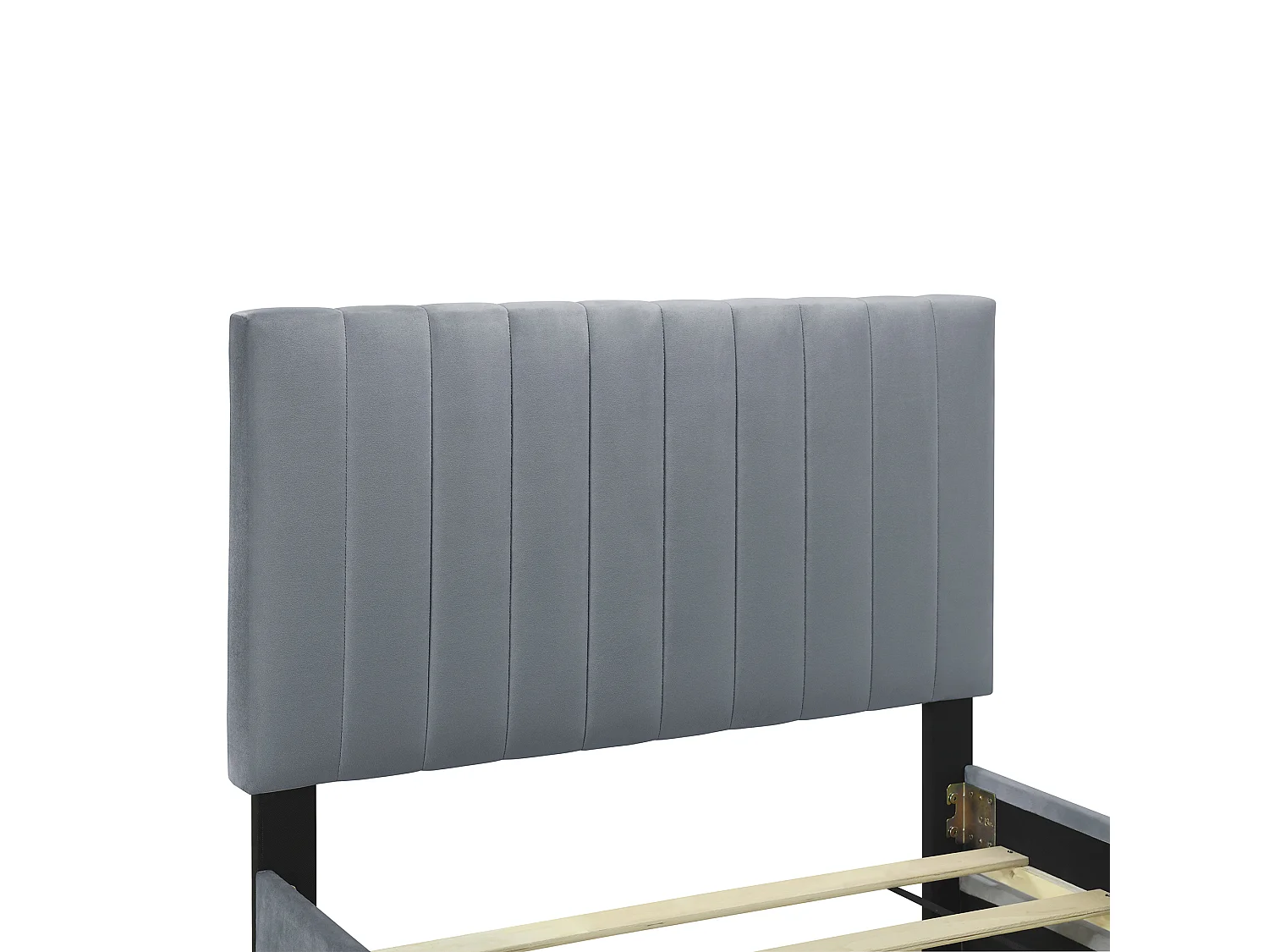 Lit adulte simple 90x190 cm gris en velours, lit enfant avec lit gigogne, sans matelas