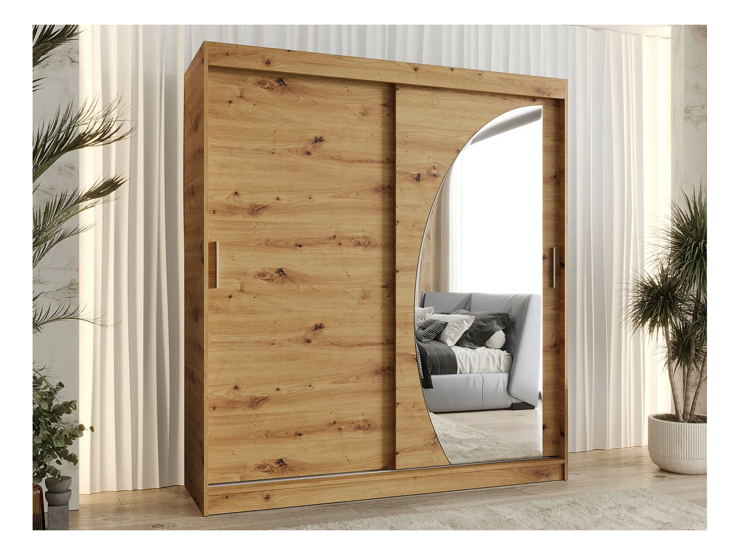 Armario Hartford 506, Roble Artisan, 200x180x62cm, Puertas de armario: Correderas