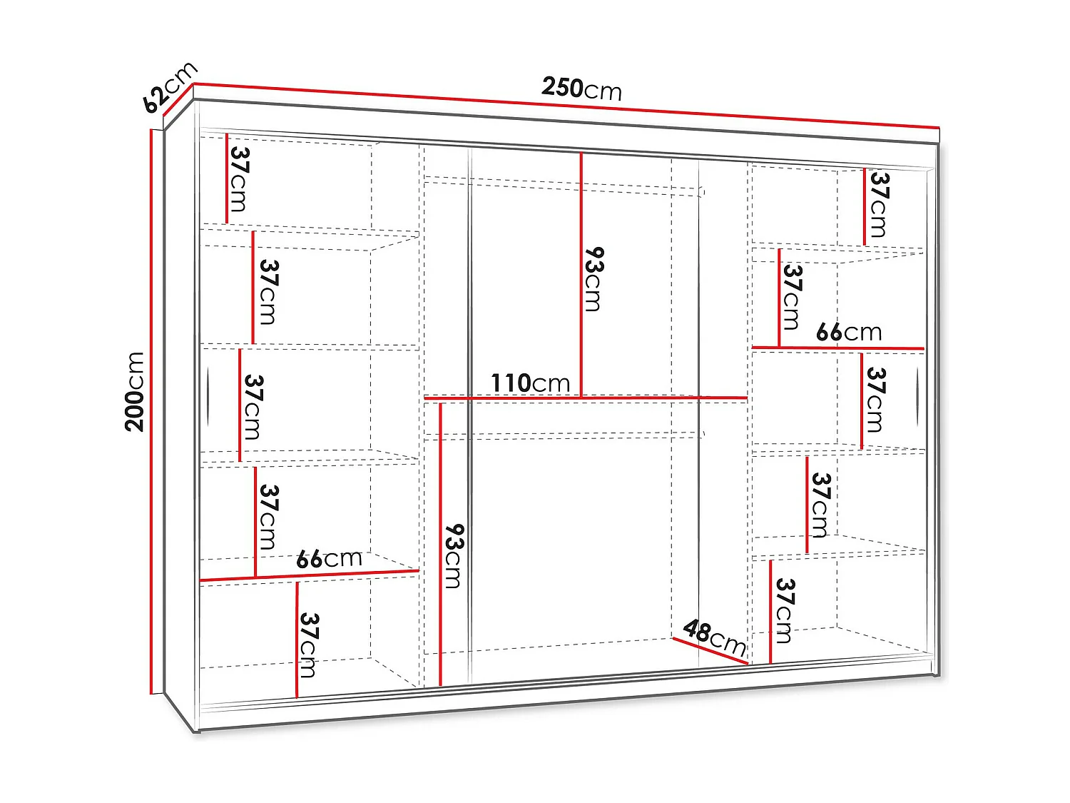 Armoire Hartford 508, Cachemire, 200x250x62cm, Portes d'armoire: Coulissantes
