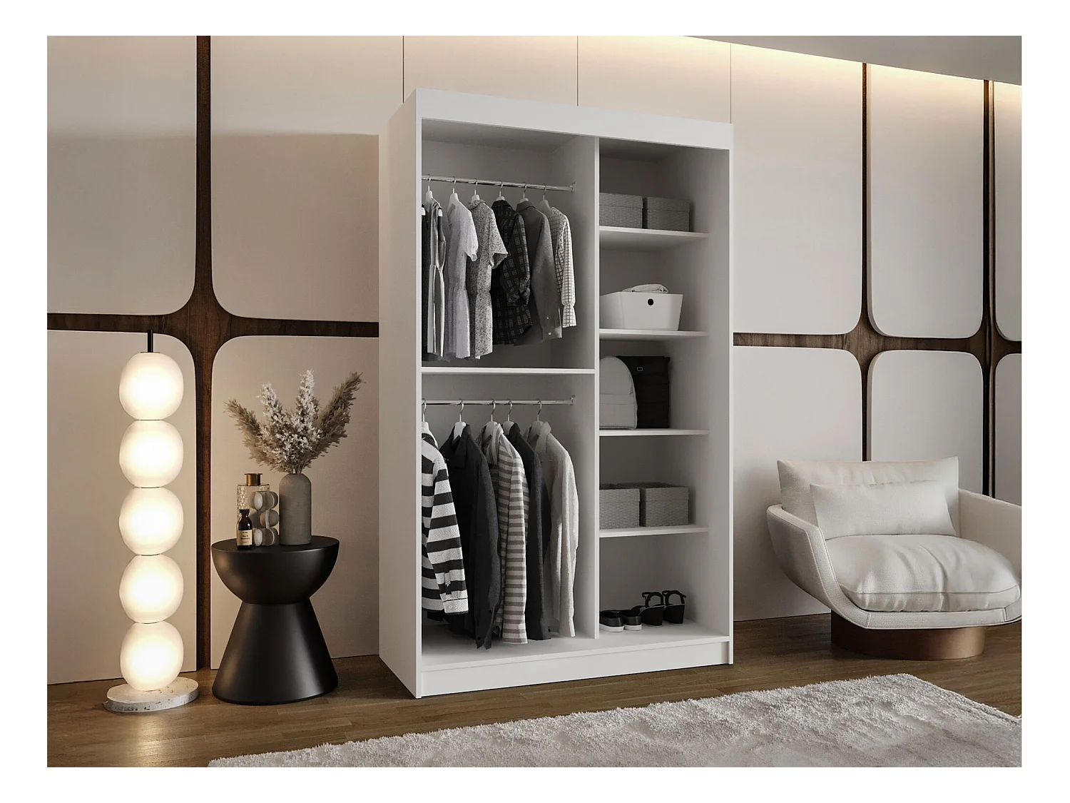 Armario Hartford 501, Blanco, 200x120x62cm, Puertas de armario: Correderas