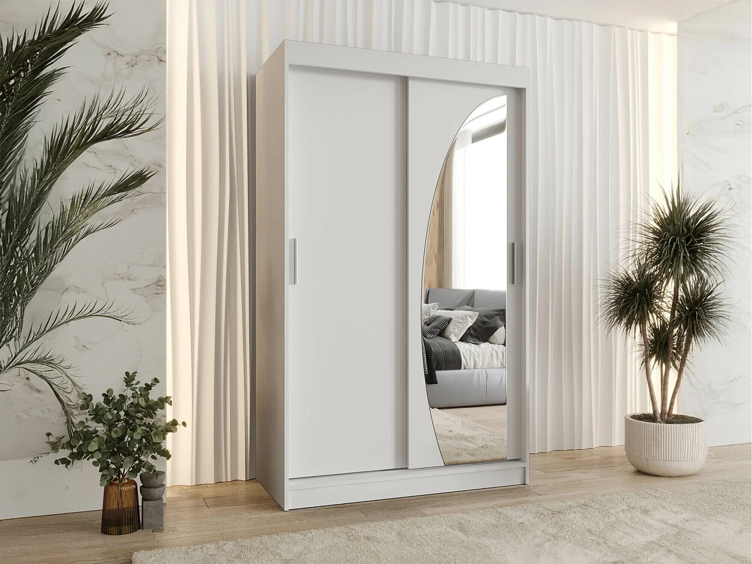 Guardaroba Hartford 501, Bianco, 200x120x62cm, Porte guardaroba: Scorrevoli