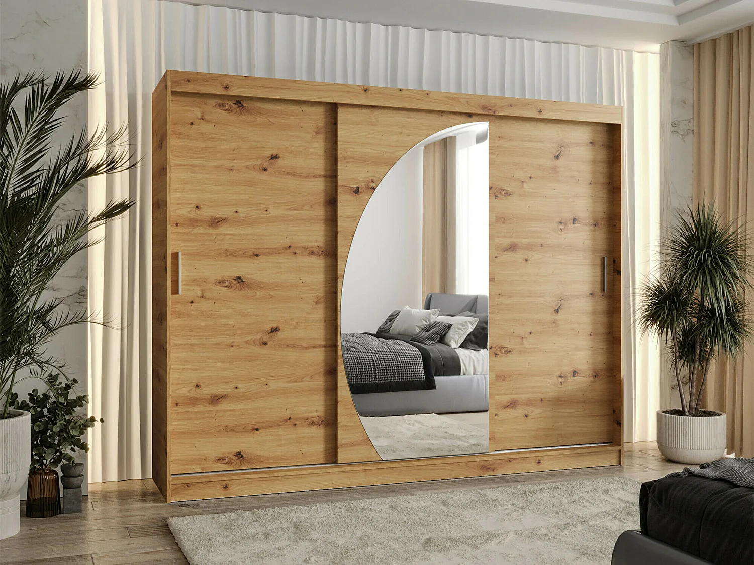 Armoire Hartford 508, Chêne Artisan, 200x250x62cm, Portes d'armoire: Coulissantes