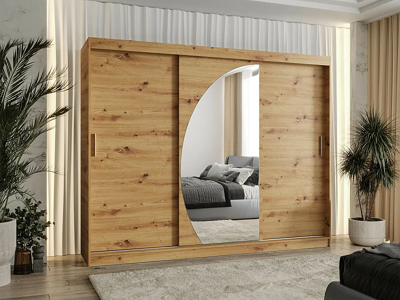 Armario Hartford 508, Roble Artisan, 200x250x62cm, Puertas de armario: Correderas