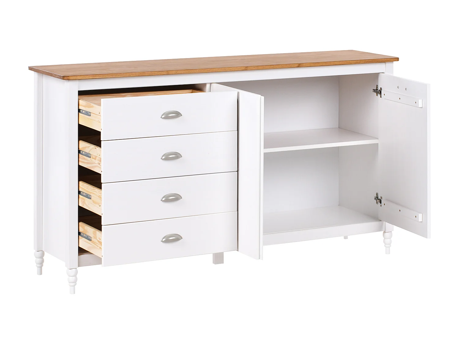 Dressoir met 2 deuren SHILLINGTON Dennenhout Wit