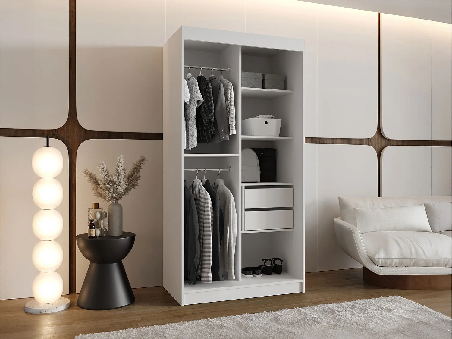 Armoire Hartford 505, Chêne Artisan, 200x100x62cm, Portes d'armoire: Coulissantes