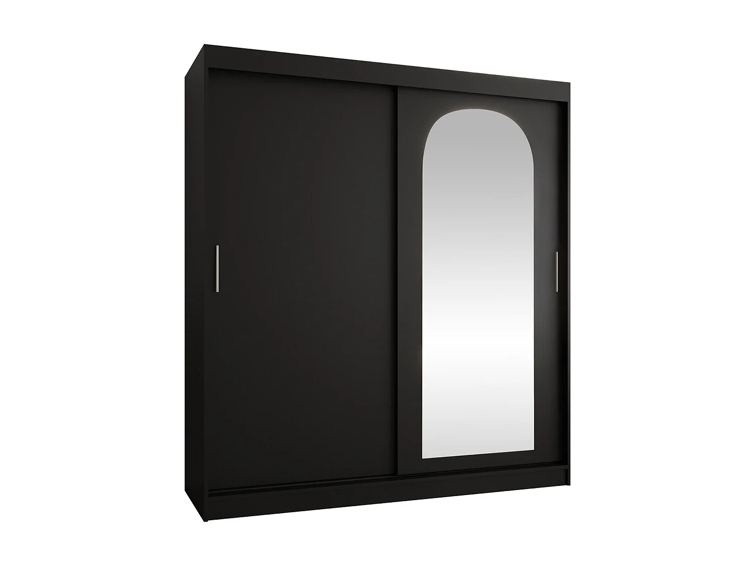 Armoire Hartford 500, Noir, 200x180x62cm, Portes d'armoire: Coulissantes