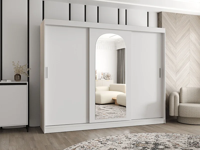 Armario Hartford 497, Blanco, 200x250x62cm, Puertas de armario: Correderas