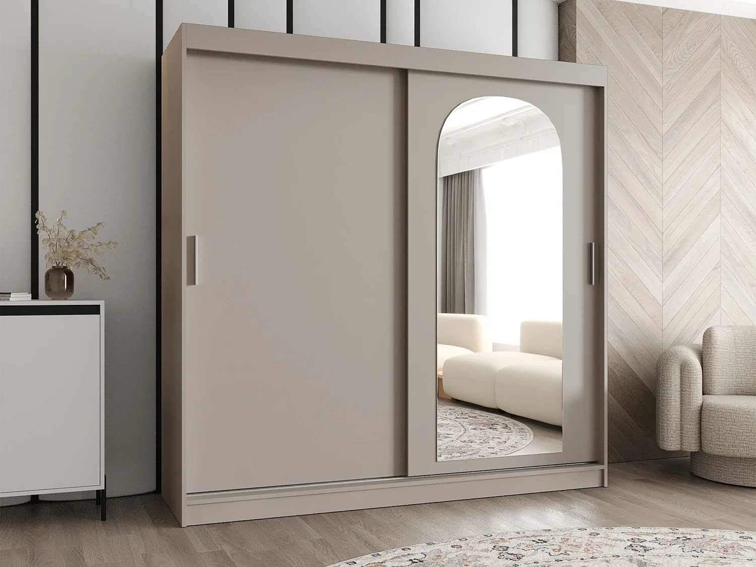 Armoire Hartford 499, Cachemire, 200x200x62cm, Portes d'armoire: Coulissantes