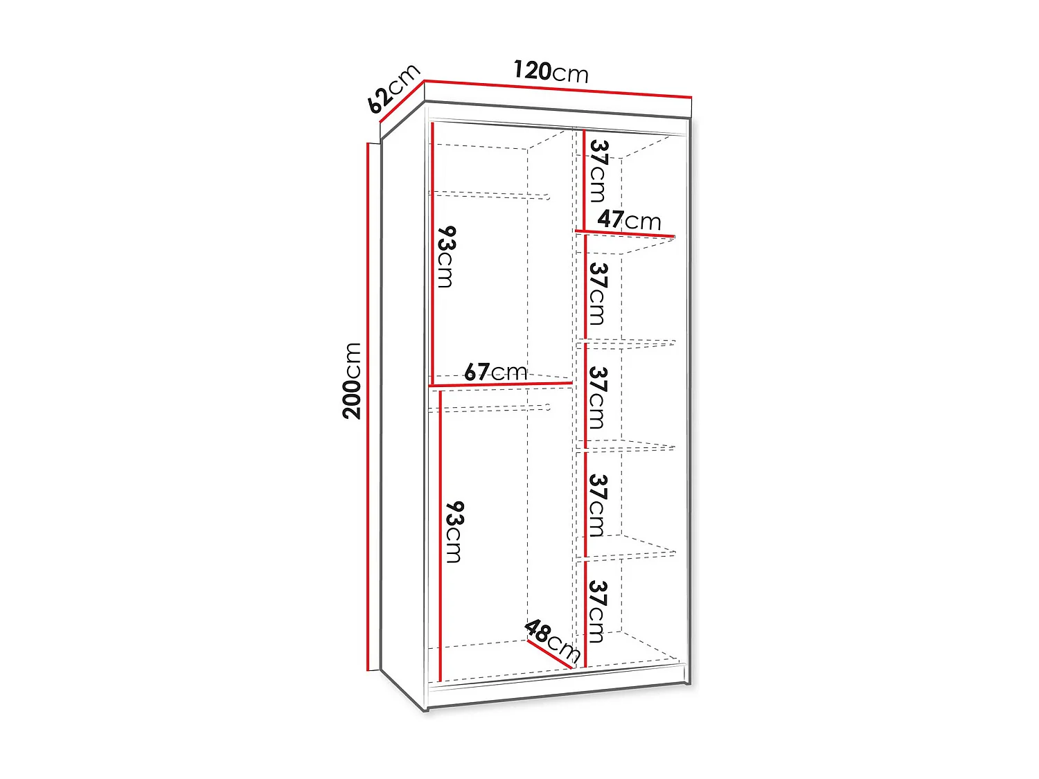 Armoire Hartford 501, Chêne Artisan, 200x120x62cm, Portes d'armoire: Coulissantes