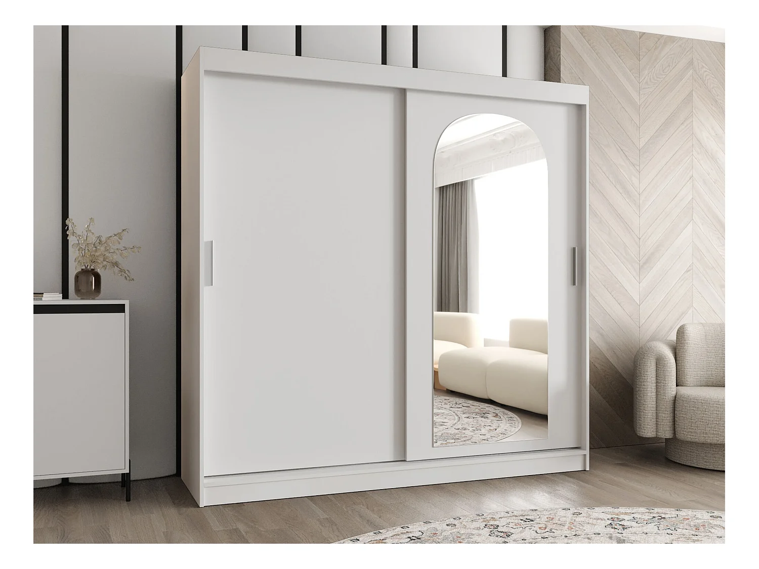 Armario Hartford 499, Blanco, 200x200x62cm, Puertas de armario: Correderas