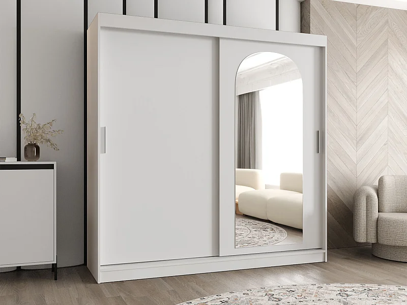 Armoire Hartford 499, Blanc, 200x200x62cm, Portes d'armoire: Coulissantes
