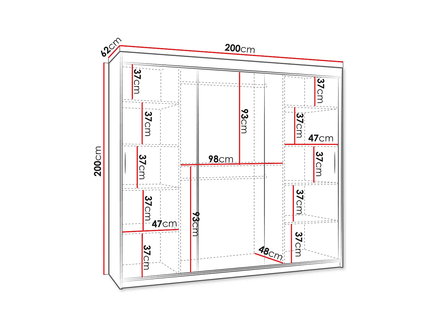 Roupeiro Hartford 499, Número de prateleiras: 9, 20x20x6cm