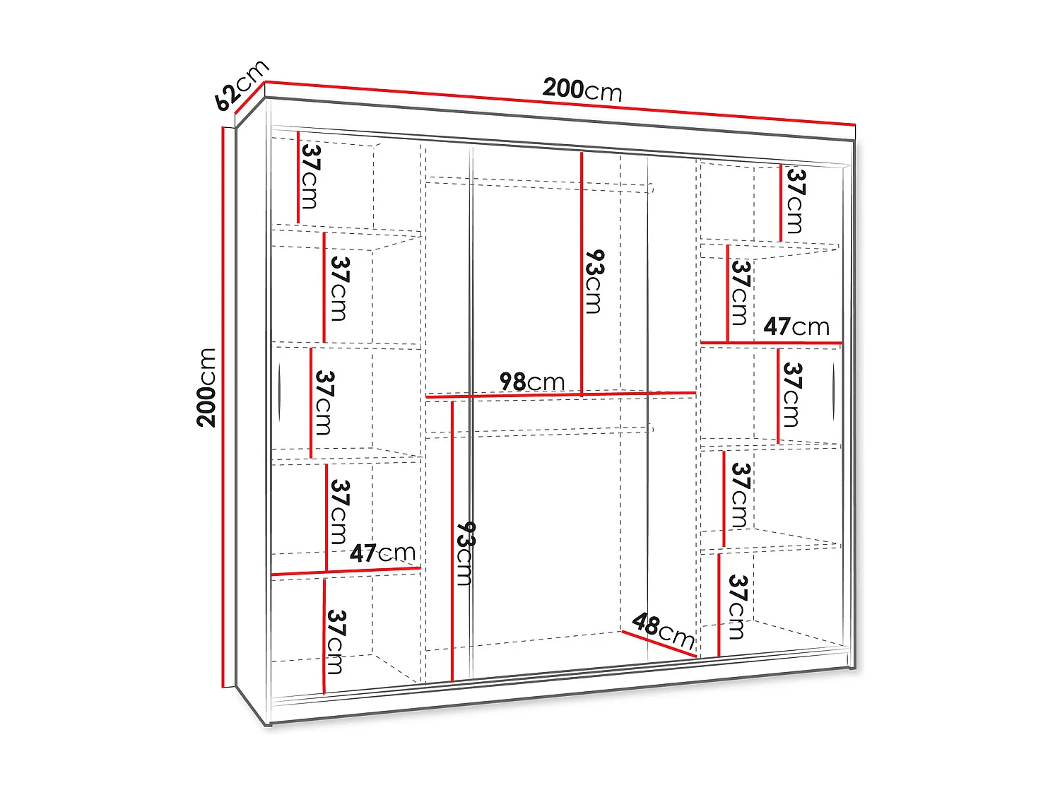 Armoire Hartford 499, Cachemire, 200x200x62cm, Portes d'armoire: Coulissantes