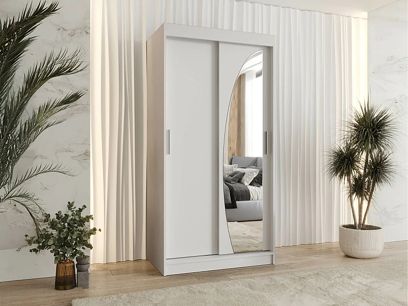 Armoire Hartford 498, Blanc, 200x100x62cm, Portes d'armoire: Coulissantes