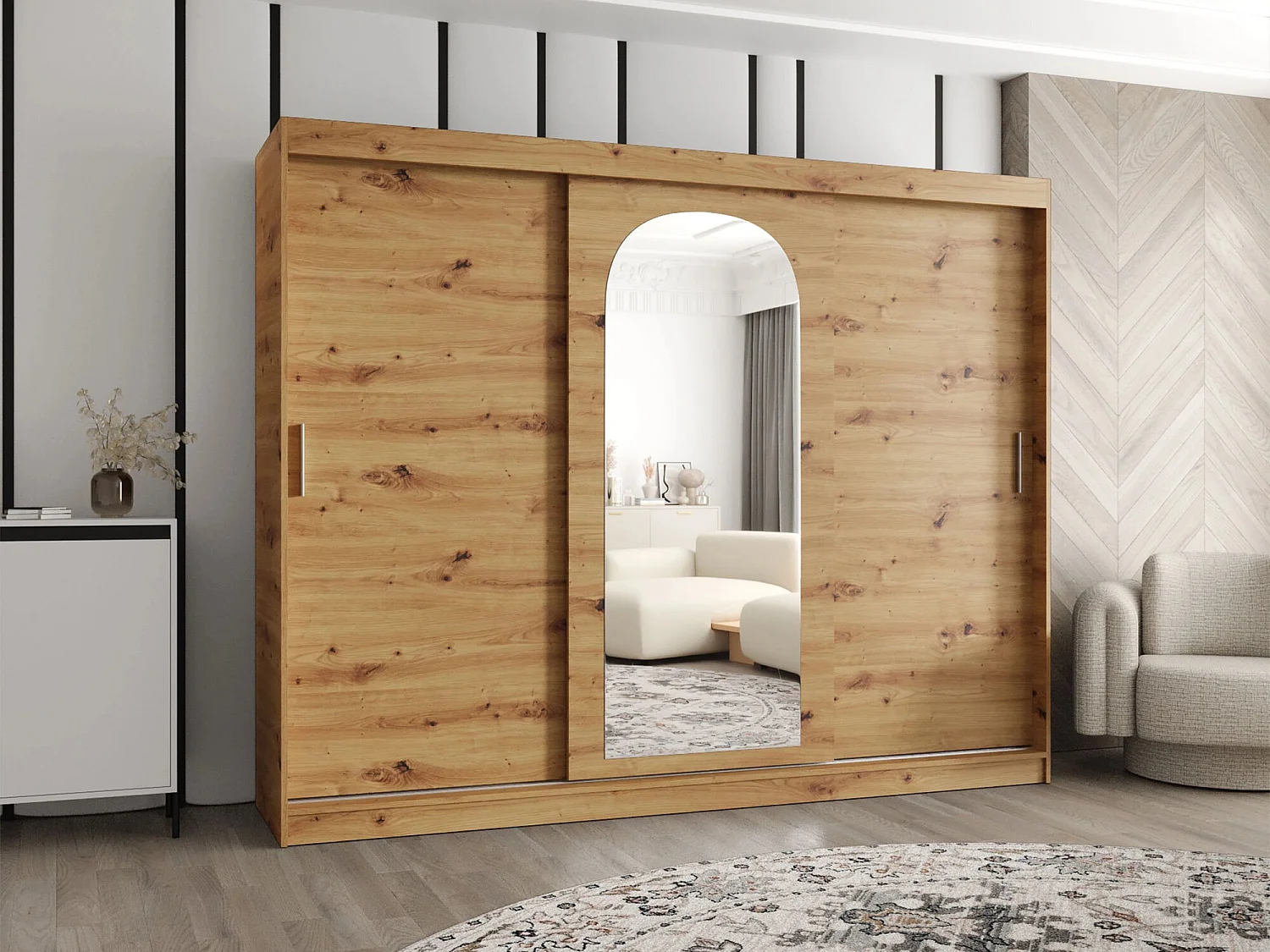 Armario Hartford 497, Roble Artisan, 200x250x62cm, Puertas de armario: Correderas