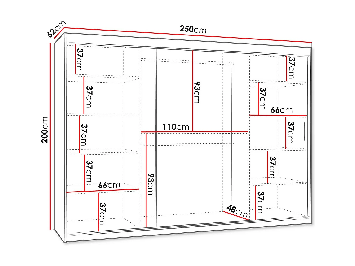 Armario Hartford 497, Roble Artisan, 200x250x62cm, Puertas de armario: Correderas