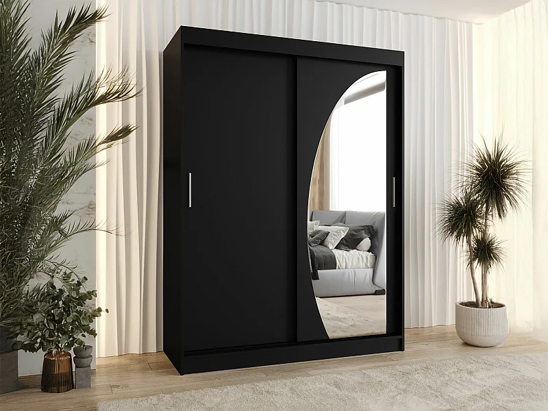 Armario Hartford 503, Negro, 200x150x62cm, Puertas de armario: Correderas