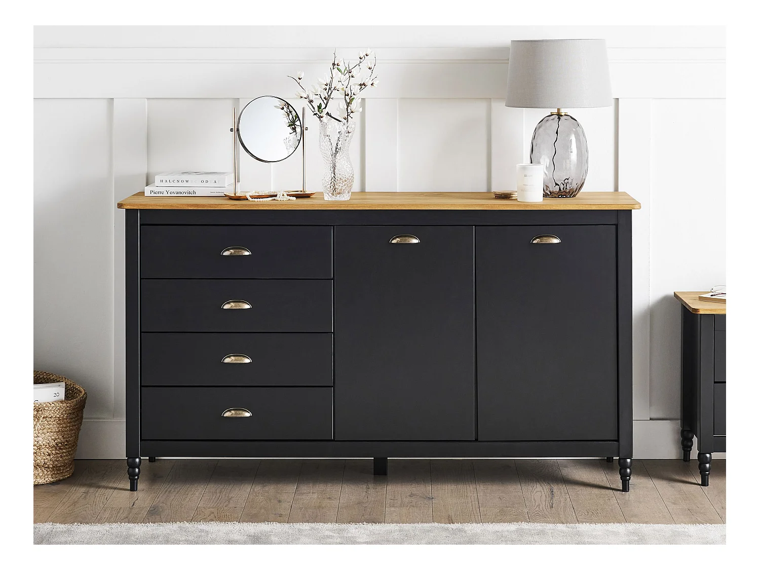 Sideboard mit 2 Türen SHILLINGTON Kiefernholz Schwarz