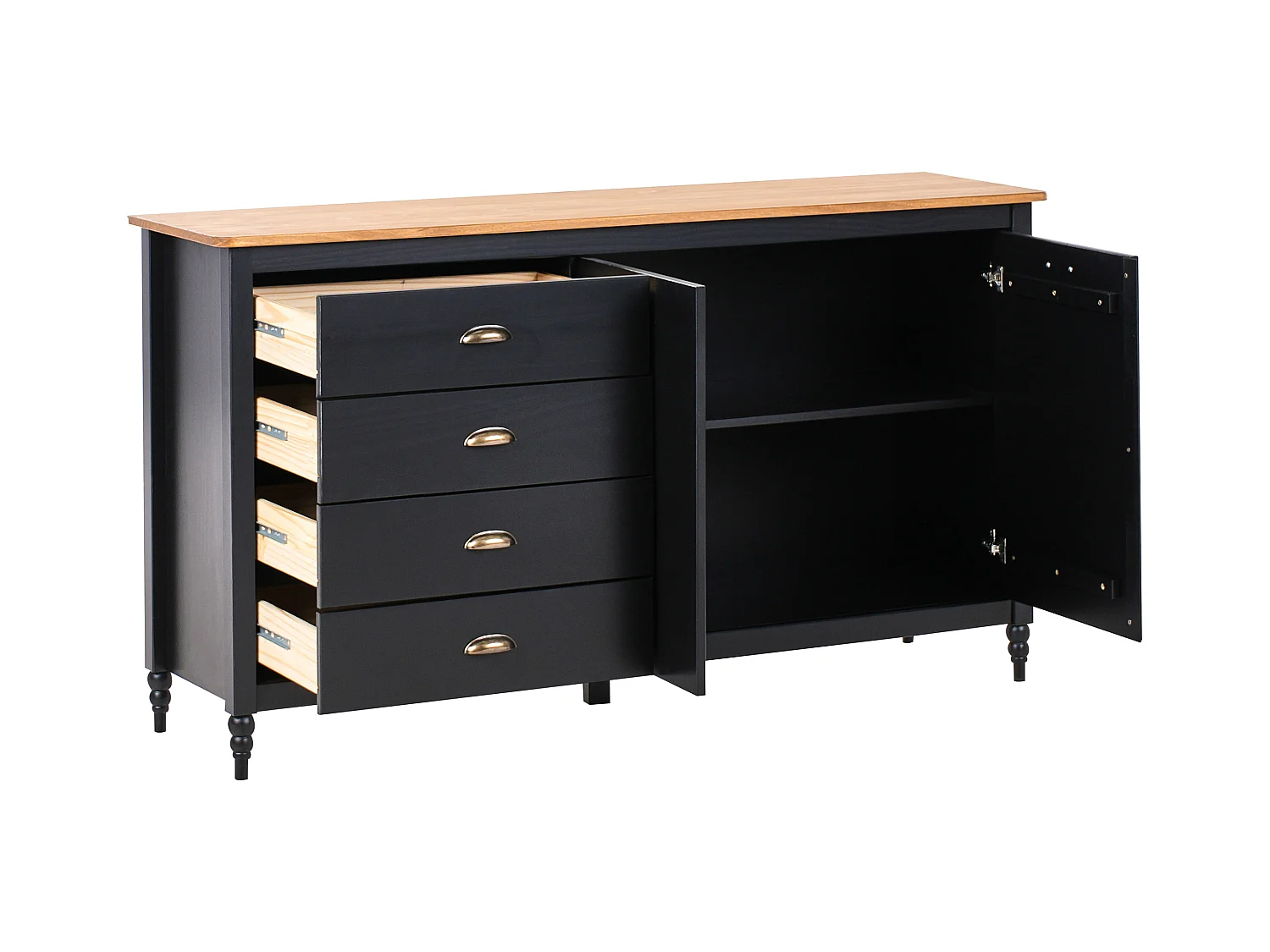 Sideboard mit 2 Türen SHILLINGTON Kiefernholz Schwarz