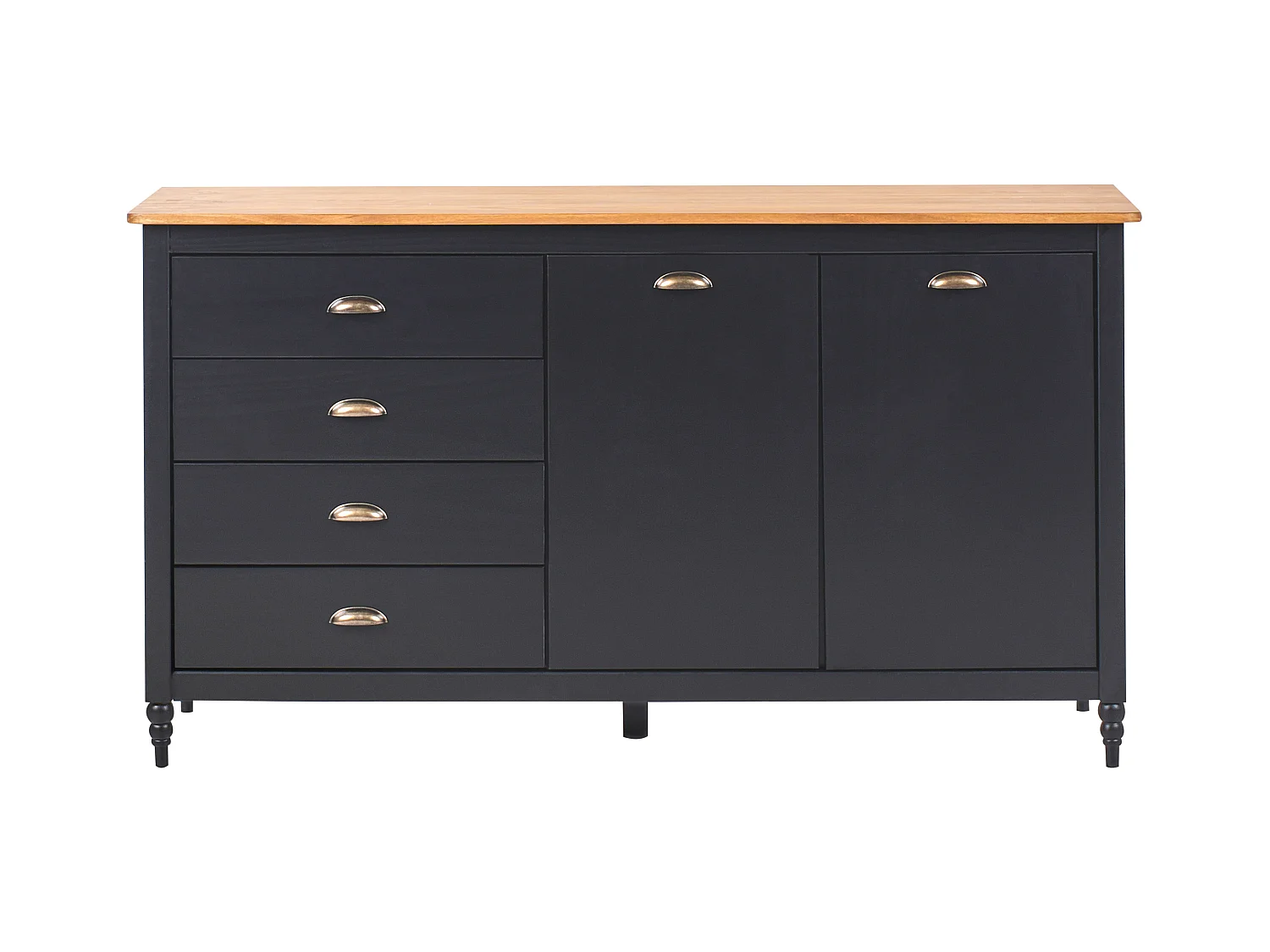 Sideboard mit 2 Türen SHILLINGTON Kiefernholz Schwarz