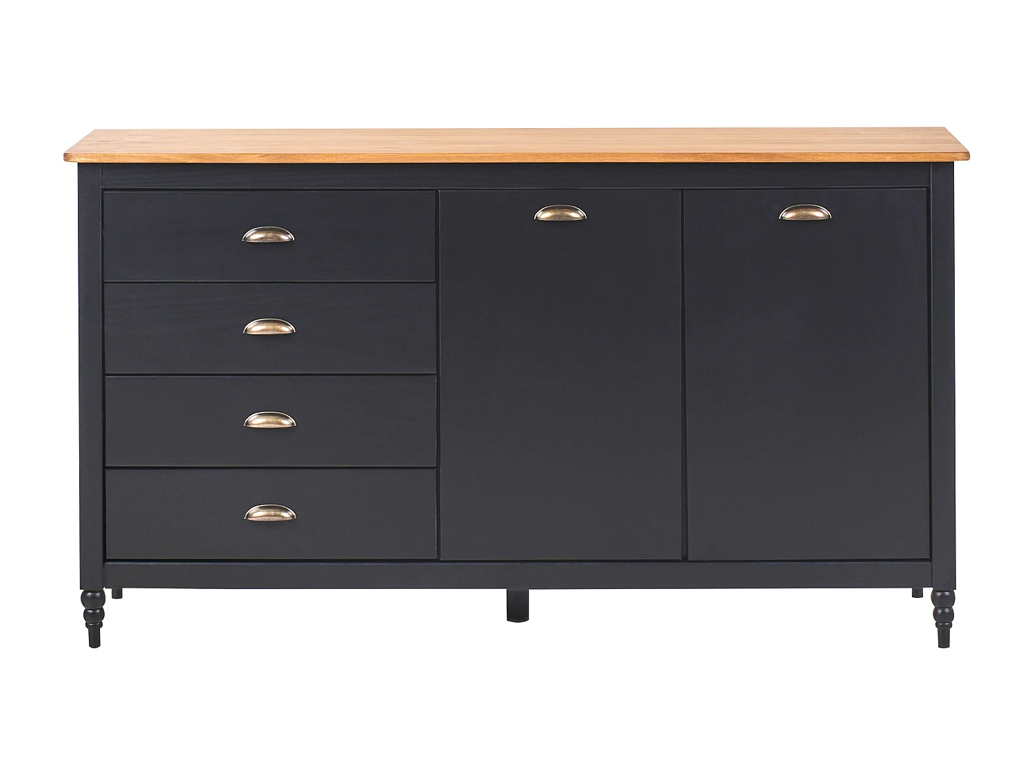 Commode 2 portes SHILLINGTON Bois de pin Noir