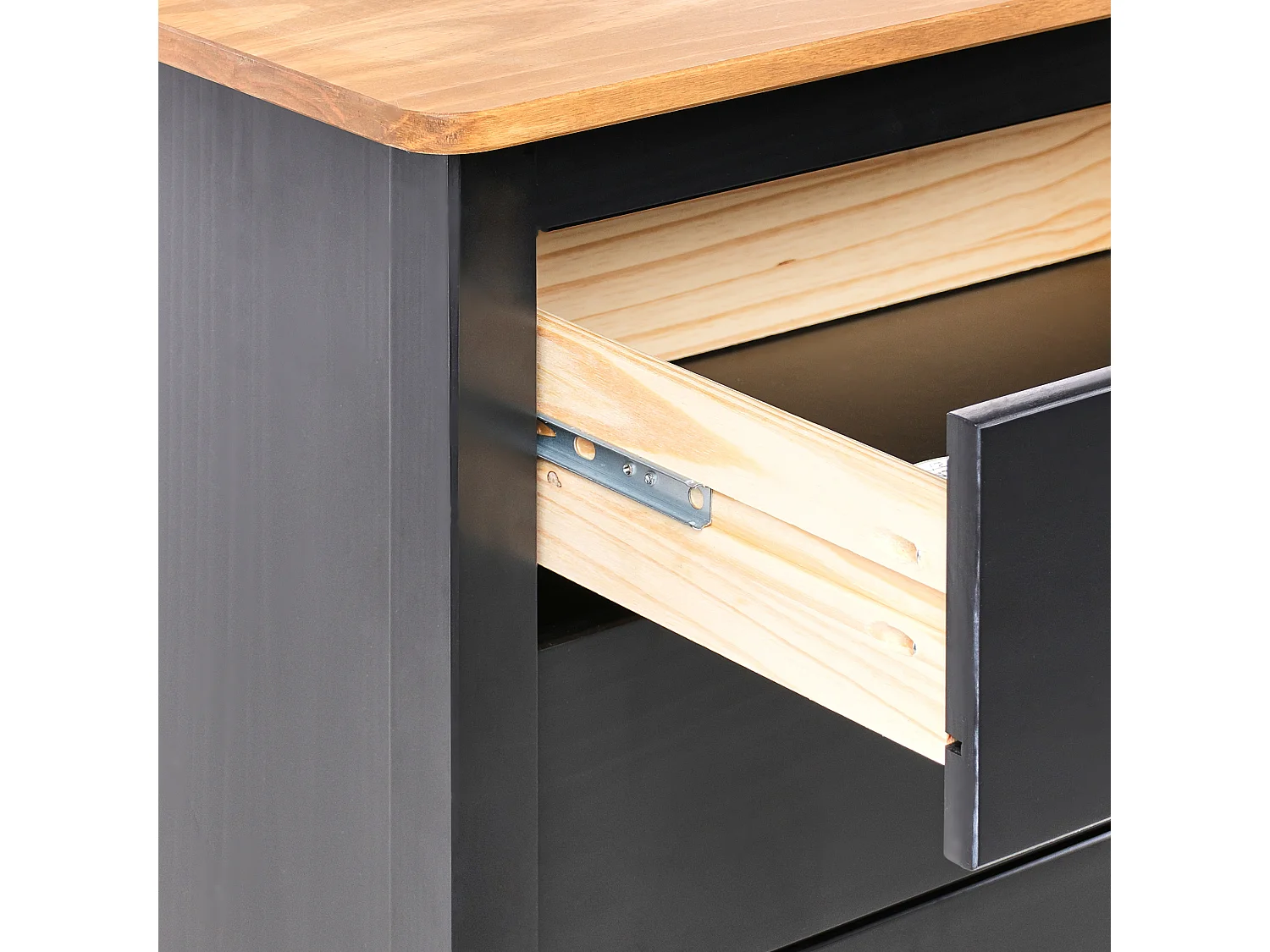 Commode 2 portes SHILLINGTON Bois de pin Noir