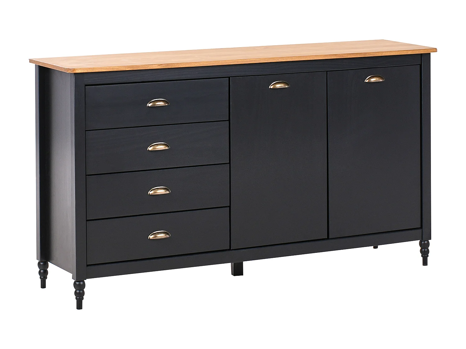 Dressoir met 2 deuren SHILLINGTON Dennenhout Zwart