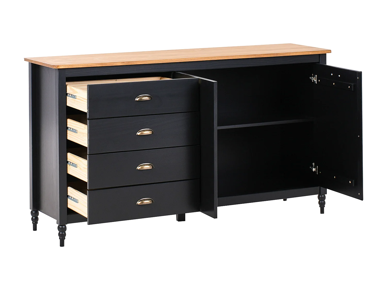 Dressoir met 2 deuren SHILLINGTON Dennenhout Zwart