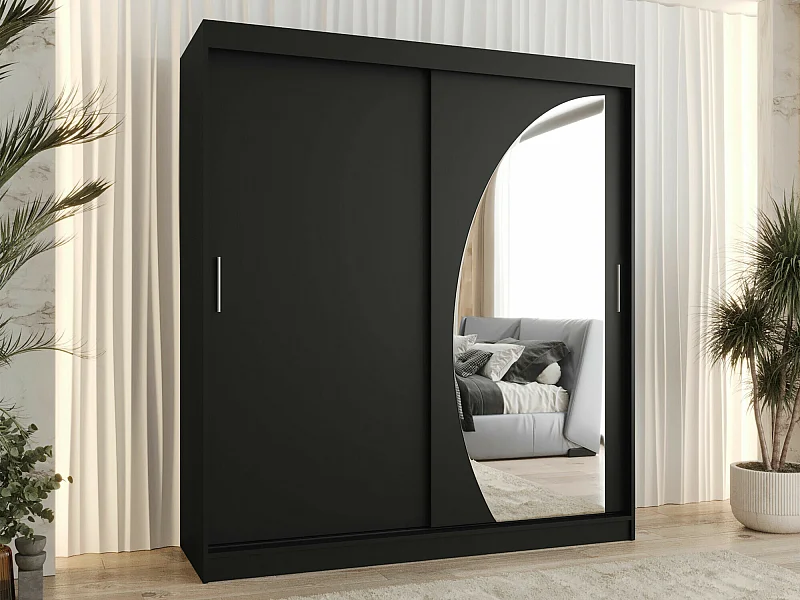 Armario Hartford 506, Negro, 200x180x62cm, Puertas de armario: Correderas