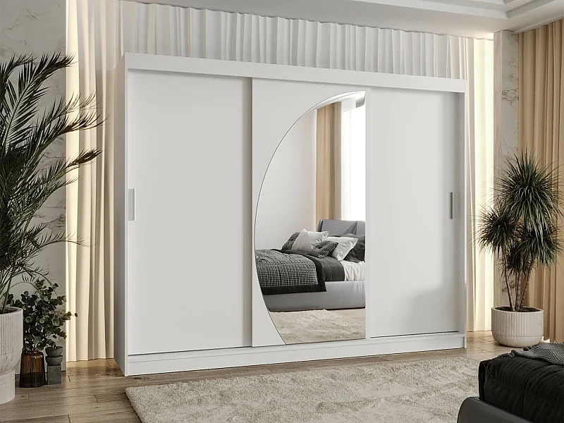 Armoire Hartford 508, Blanc, 200x250x62cm, Portes d'armoire: Coulissantes