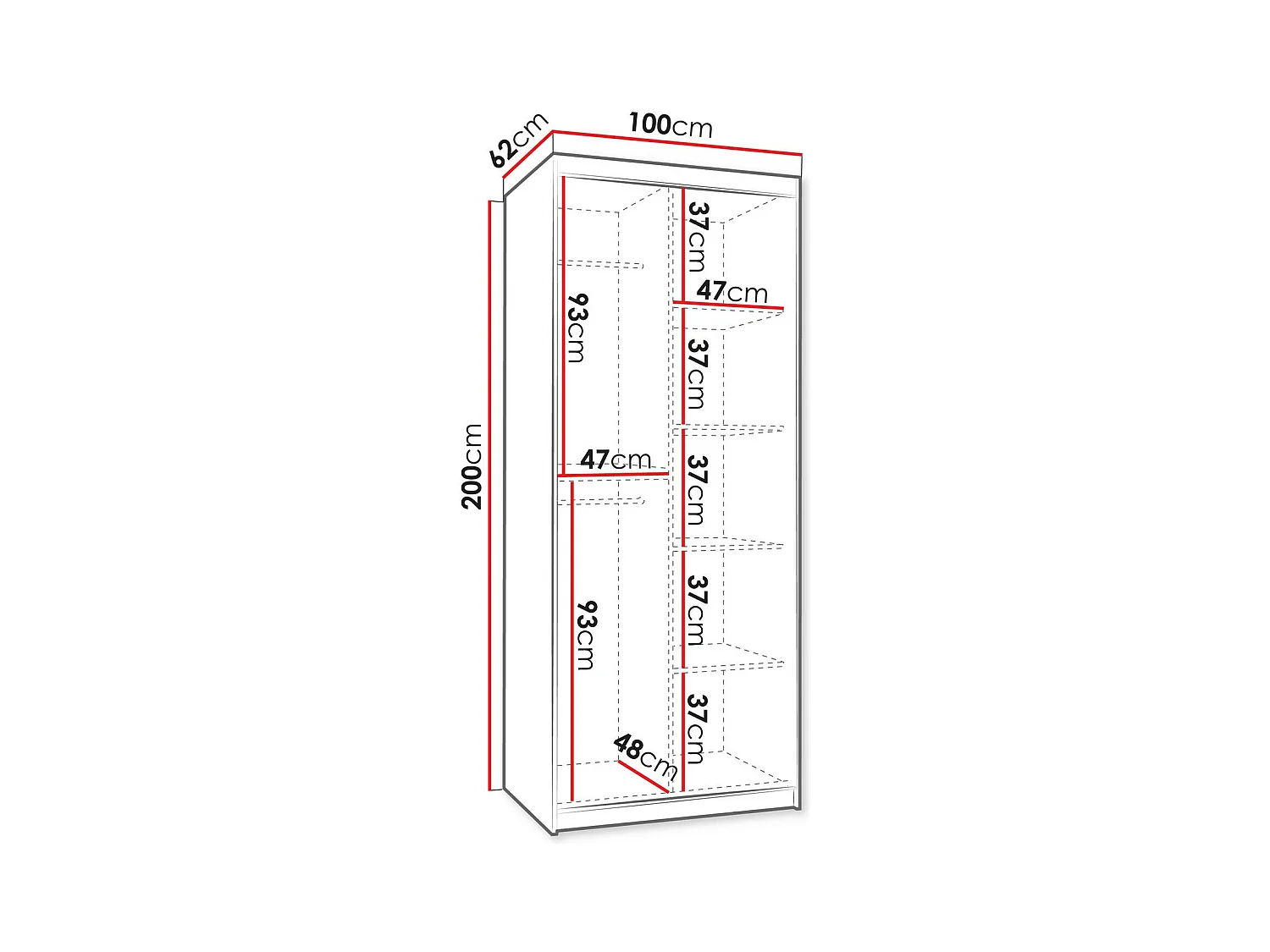 Roupeiro Hartford 505, Número de prateleiras: 3, 20x10x6cm