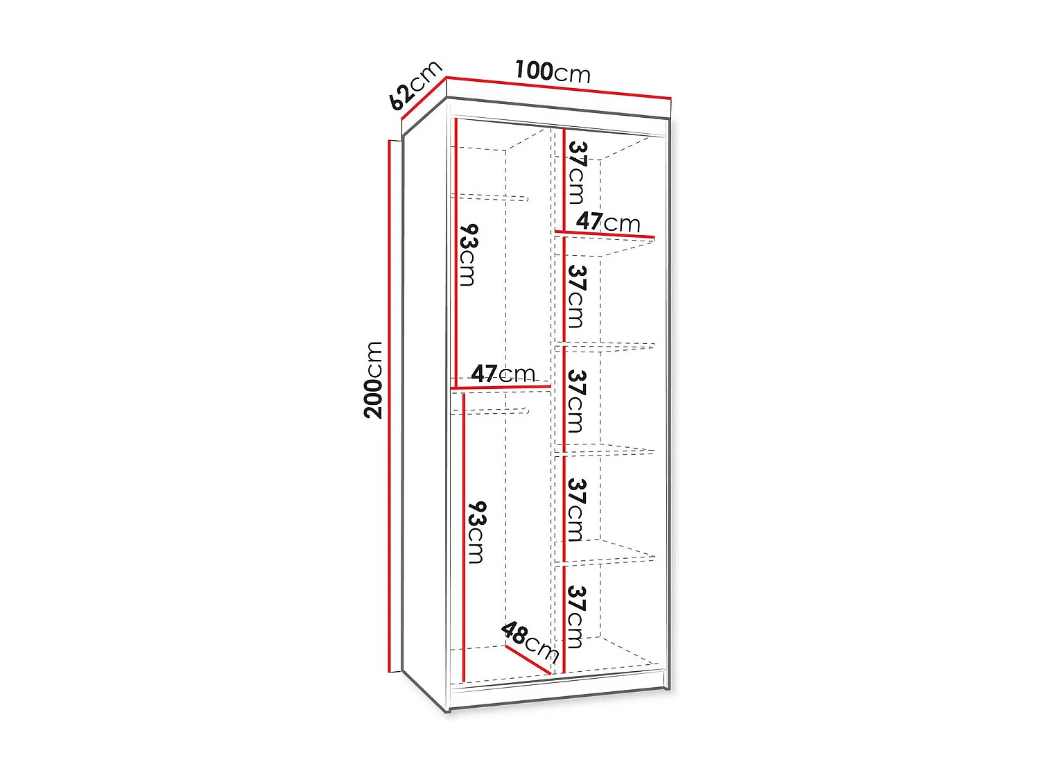 Armoire Hartford 498, Chêne Artisan, 200x100x62cm, Portes d'armoire: Coulissantes