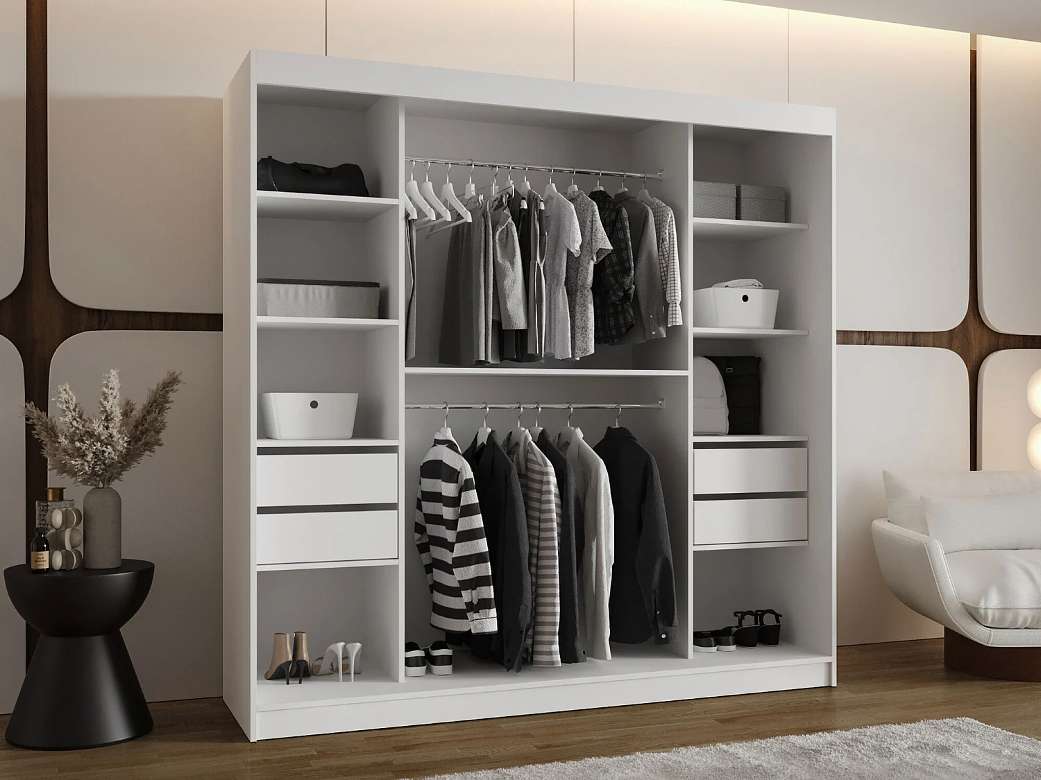 Armoire Hartford 507, Chêne Artisan, 200x200x62cm, Portes d'armoire: Coulissantes