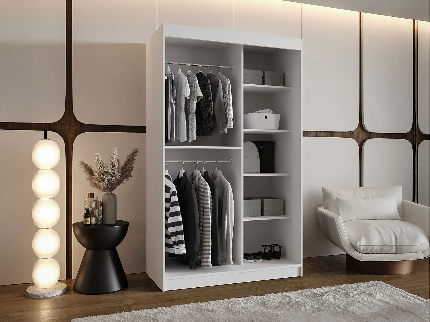 Armoire Hartford 504, Chêne Artisan, 200x120x62cm, Portes d'armoire: Coulissantes