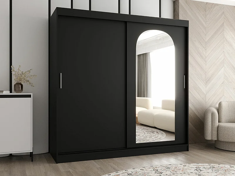 Armario Hartford 499, Negro, 200x200x62cm, Puertas de armario: Correderas