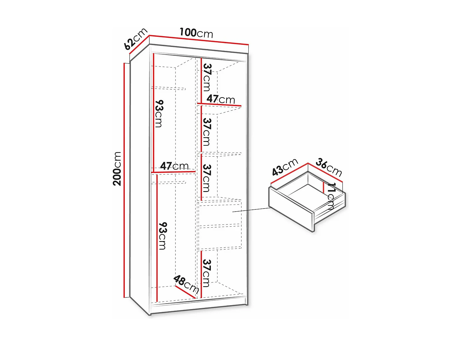 Armoire Hartford 498, Chêne Artisan, 200x100x62cm, Portes d'armoire: Coulissantes