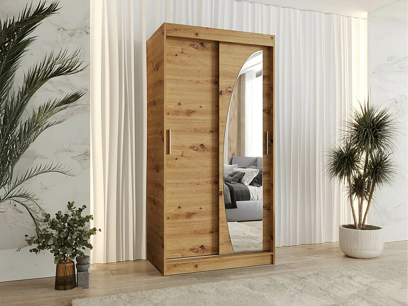 Armoire Hartford 498, Chêne Artisan, 200x100x62cm, Portes d'armoire: Coulissantes