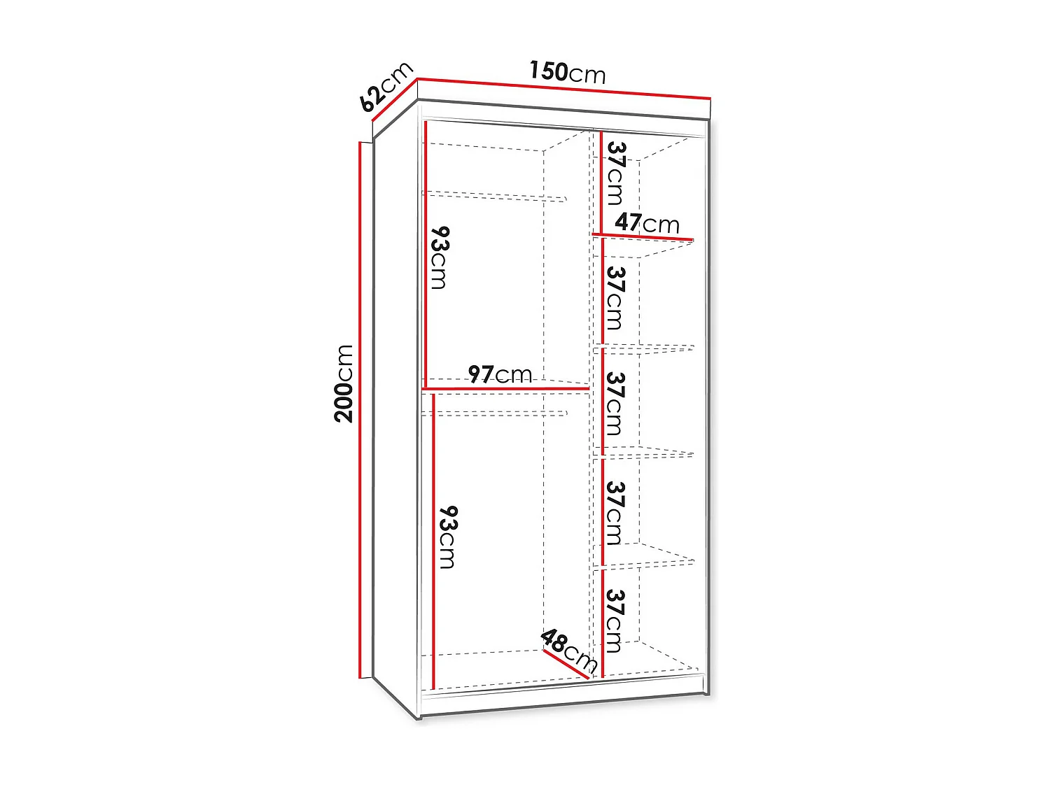 Armoire Hartford 502, Cachemire, 200x150x62cm, Portes d'armoire: Coulissantes