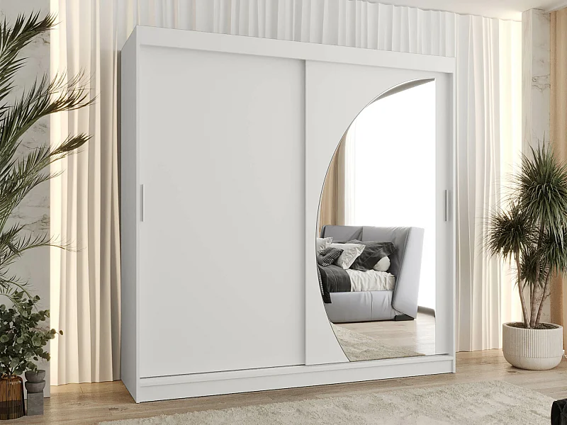 Armoire Hartford 507, Blanc, 200x200x62cm, Portes d'armoire: Coulissantes