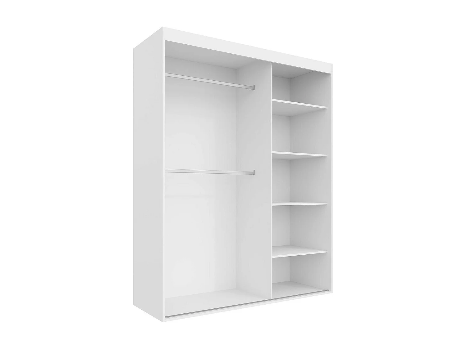 Armoire Apopka 103, Blanc, 205x160x60cm, Portes d'armoire: Coulissantes