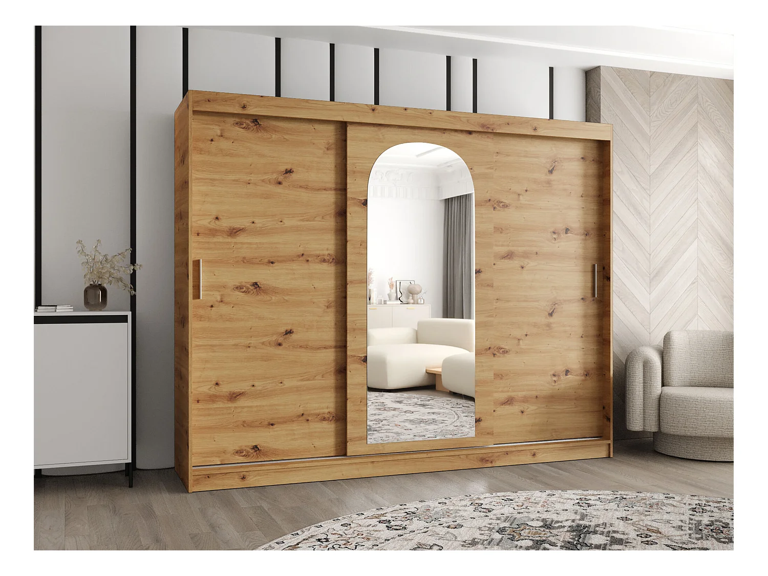 Armario Hartford 497, Roble Artisan, 200x250x62cm, Puertas de armario: Correderas