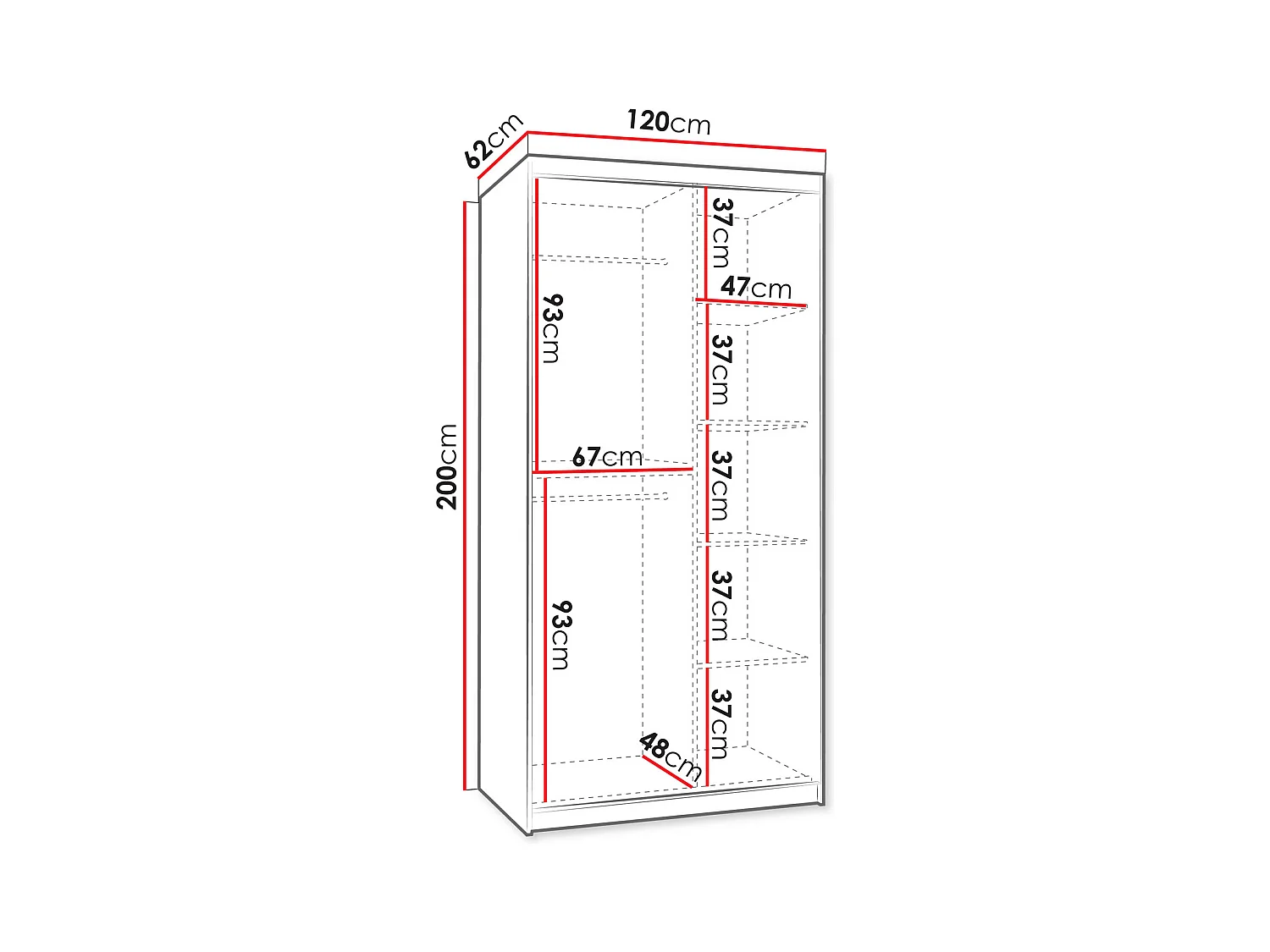 Roupeiro Hartford 504, Número de prateleiras: 5, 20x12x6cm