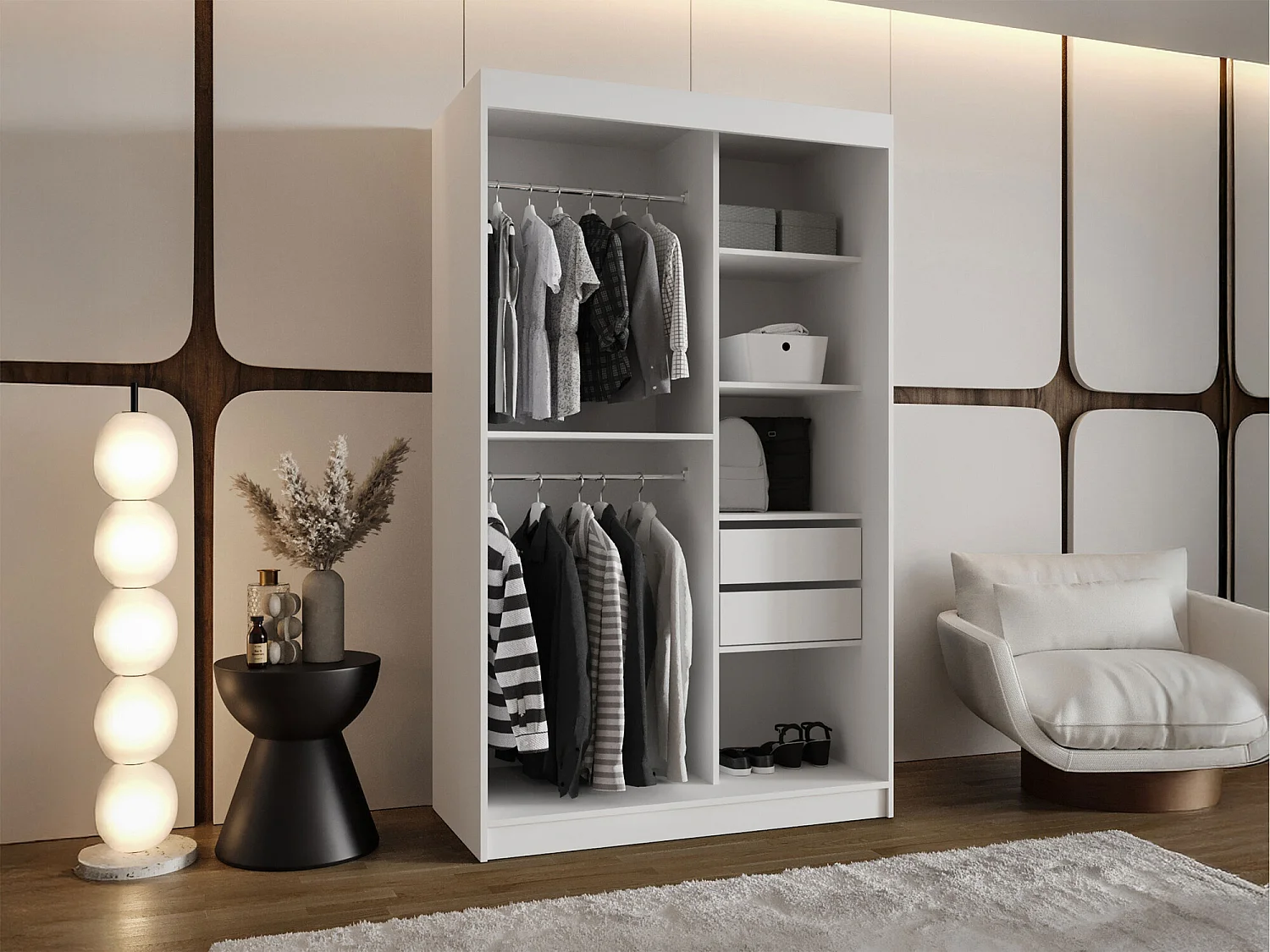 Armoire Hartford 501, Chêne Artisan, 200x120x62cm, Portes d'armoire: Coulissantes