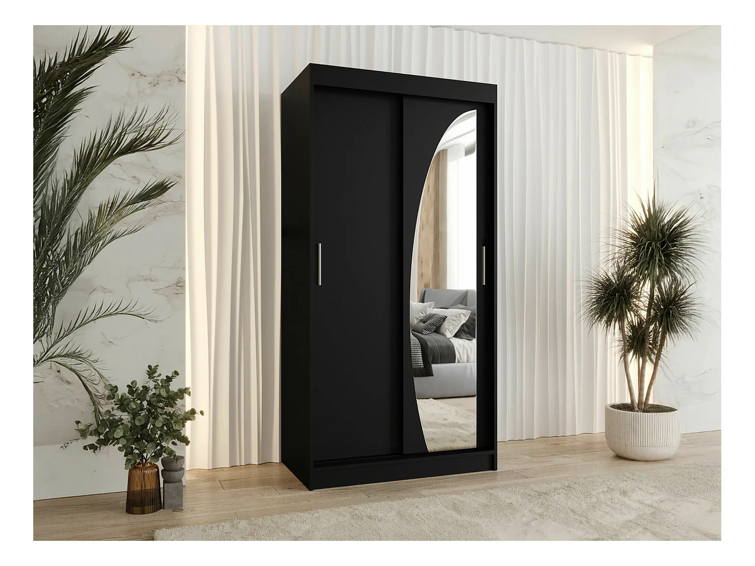 Armario Hartford 498, Negro, 200x100x62cm, Puertas de armario: Correderas