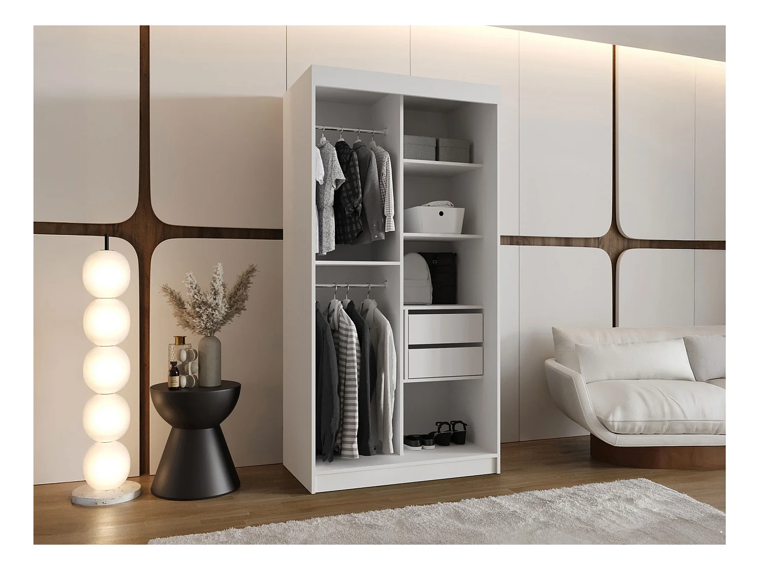 Armario Hartford 498, Negro, 200x100x62cm, Puertas de armario: Correderas