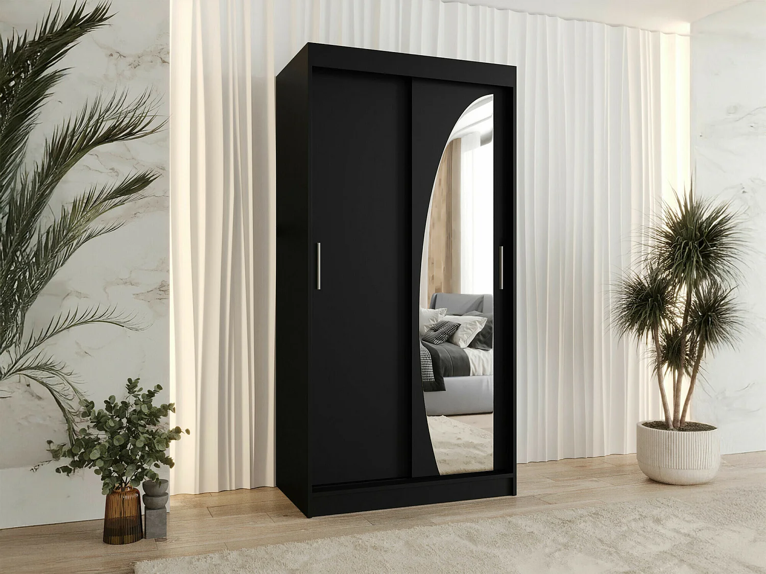 Armario Hartford 498, Negro, 200x100x62cm, Puertas de armario: Correderas